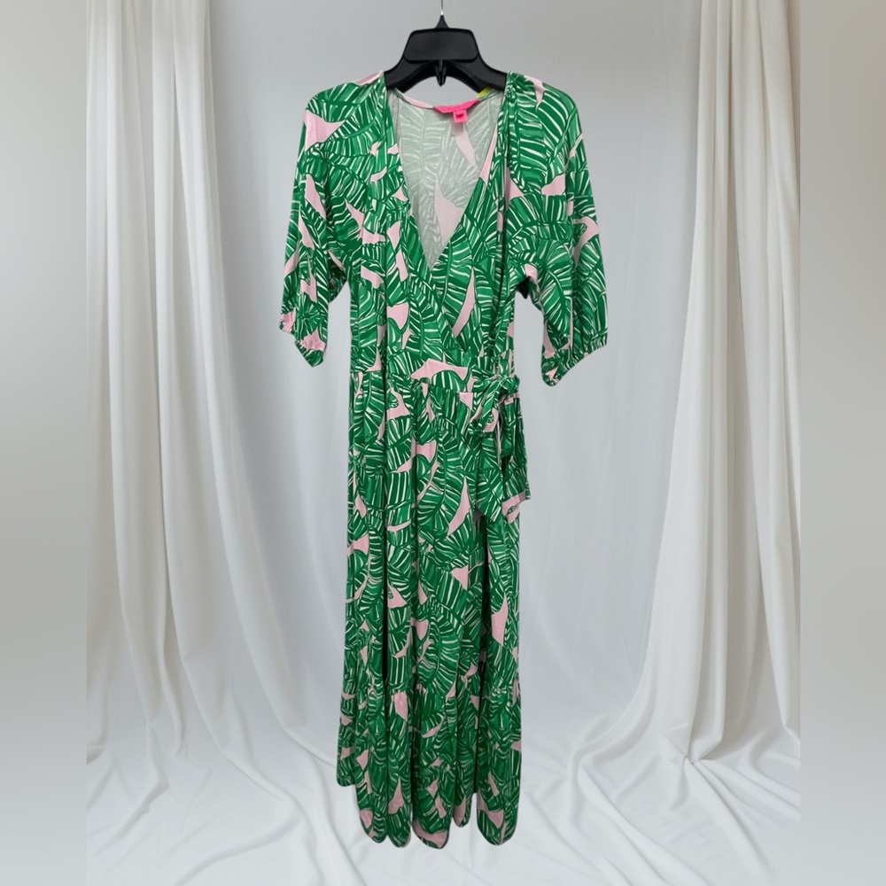 Lilly Pulitzer Brantley Midi Wrap Dress Conch Shell Pink Lets Go Bananas Medium